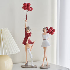 Flying Balloon Girl Figure