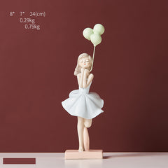 Flying Balloon Girl Figure