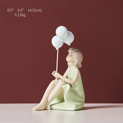 Flying Balloon Girl Figure