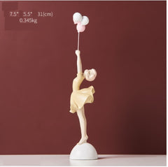 Flying Balloon Girl Figure